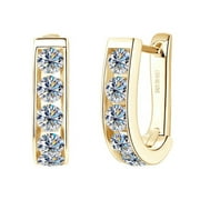 ATOBAO Moissanite Hoop Earrings for Women, 1 cttw D Color VVS1 clarity Lab Created Diamond Huggie Earrings, 18K White Gold Plated Round Cut 925 Sterling Silver Earrings, GRA Certified