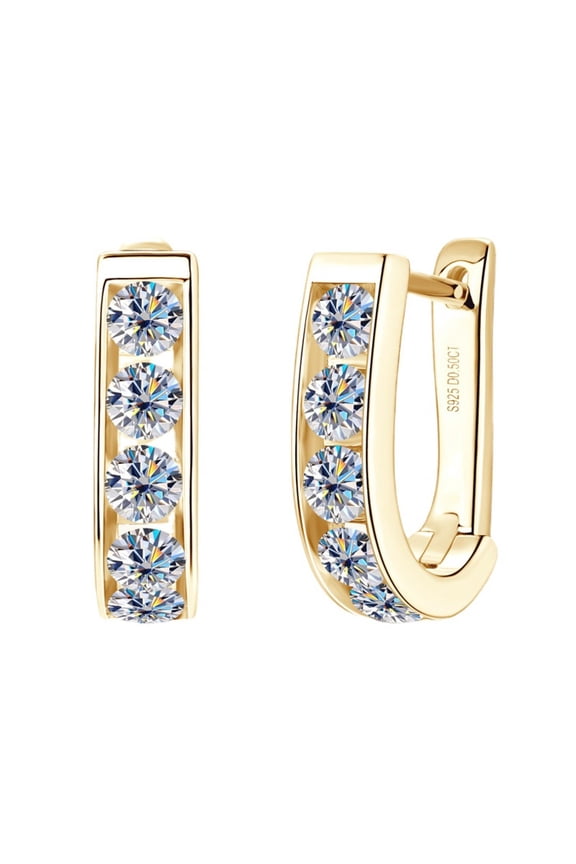 Moissanite Hoop Earrings for Women, 1 cttw D Color VVS1 clarity Lab Created Diamond Huggie Earrings, 18K White Gold Plated Round Cut 925 Sterling Silver Earrings, GRA Certified