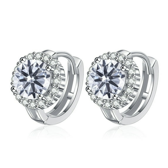 Moissanite Hoop Earrings for Women 2cttw D Color VVS1 clarity Round Cut Diamond Earrings Hoop 925 Sterling Silver Moissanite Earrings for Women with Certificate