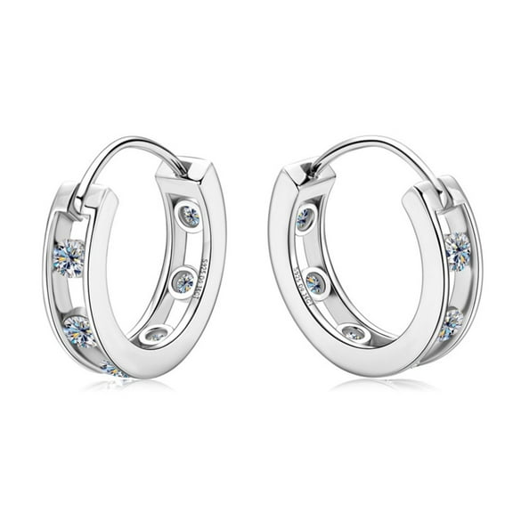Moissanite Hoop Earrings for Women 0.72cttw D Color VVS1 clarity Round Cut Diamond Earrings Hoop 925 Sterling Silver Moissanite Earrings for Women