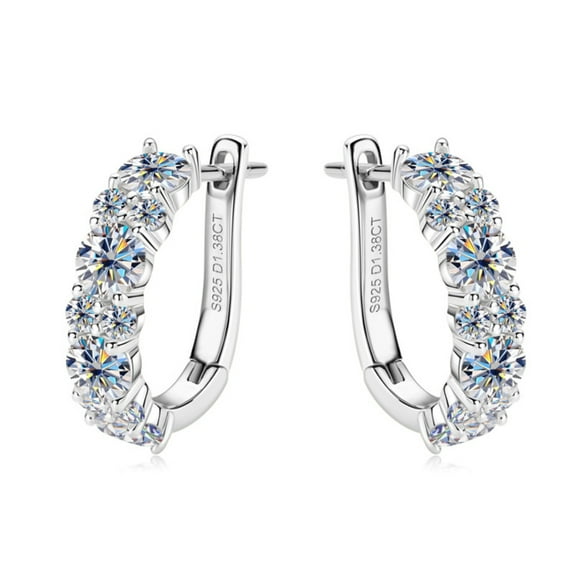 Moissanite Hoop Earrings for Women 2.76cttw D Color VVS1 clarity Round Cut Diamond Earrings Hoop 925 Sterling Silver Moissanite Earrings for Women