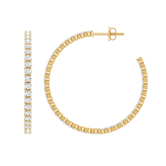 Rosec Jewels Certified Moissanite Hoop Earrings for Women - Moissanite Earrings with Screw Back - D-VS1 Grade - with Jewelry Box, 14K Yellow Gold