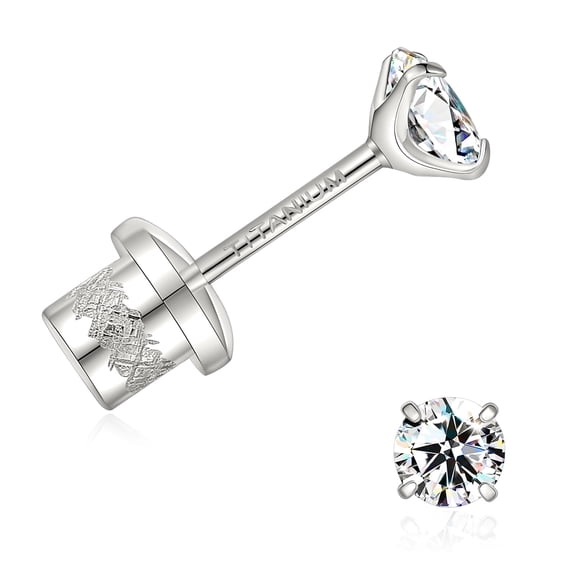 Moissanite Hypoallergenic F136 Titanium Stud Earrings for Sensitive Ear, Lightweight Shiny Earrings Studs for Helix Tragus Cartilage Multiple Piercing