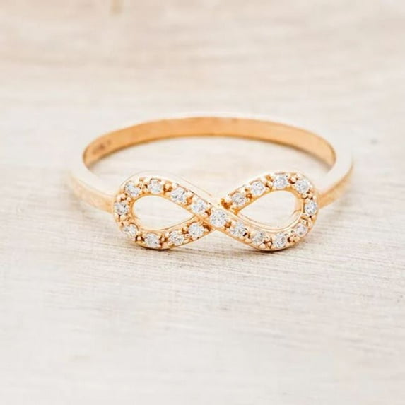 Moissanite Infinite Love Band Ring Minimalist Stacking Ring Gift For Her 925 Sterling Silver Rose Gold Plated Gemstone Jewelry For Women Gift By KIRAN FINE JEWELS