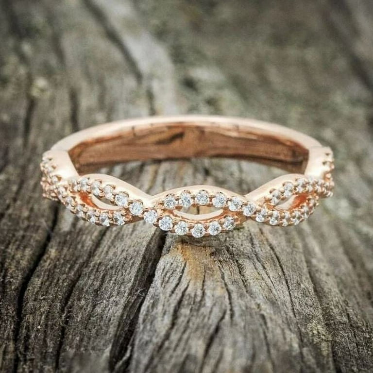 Moissanite Infinity Ring Twist Ring Wedding Band Ring Christmas - Main Image