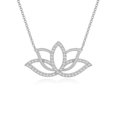 thumbnail image 1 of Moissanite Lotus Flower Pendant Necklaces for Women in Sterling Silver, April Birthstone Jewelry Gifts for Her Birthday, Wedding Anniversary, Mothers Day, Christmas, Graduation, Valentines, 1 of 6