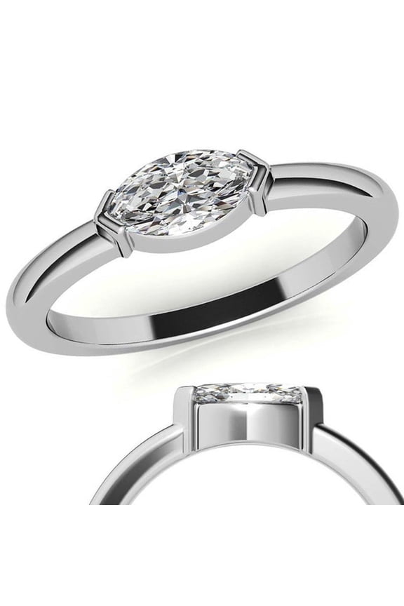 Moissanite Marquise Half Bezel Ring Perfect for Women in Wedding