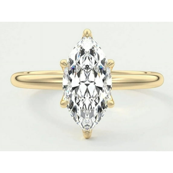 Moissanite Marquise cut gemstone engagement ring 925 sterling silver Yellow Gold Plated ring