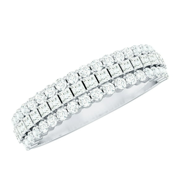 Rosec Jewels Certified Moissanite Half Eternity Ring - D-VS1 Quality Moissanite Anniversary Ring - Ideal for Gift, 18K White Gold, US 9.00