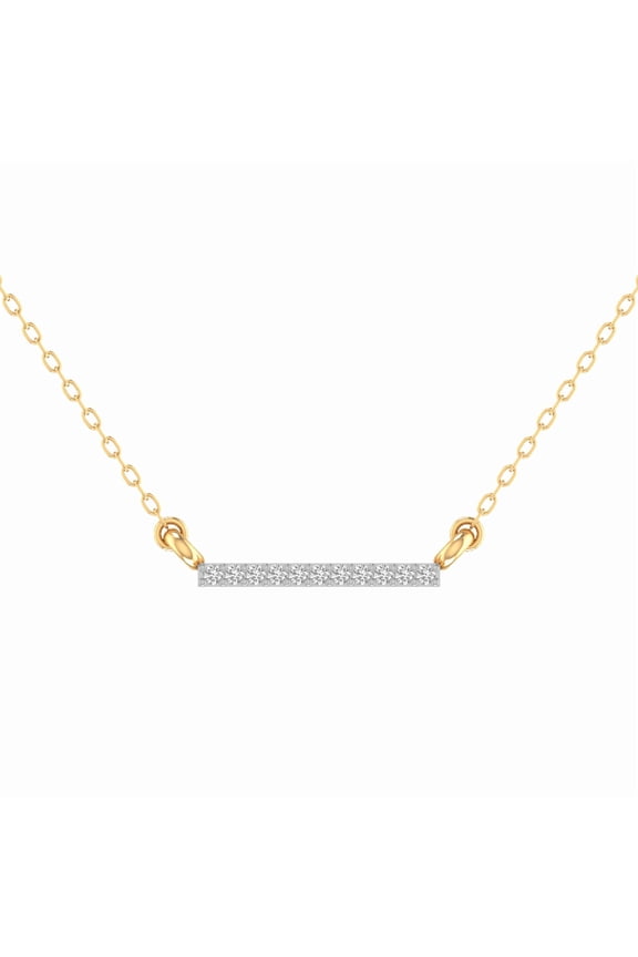 Moissanite Bar Necklace for Women, 14K Yellow Gold Plated, Minimalist Dainty Pendant, Elegant Everyday Jewelry Gift