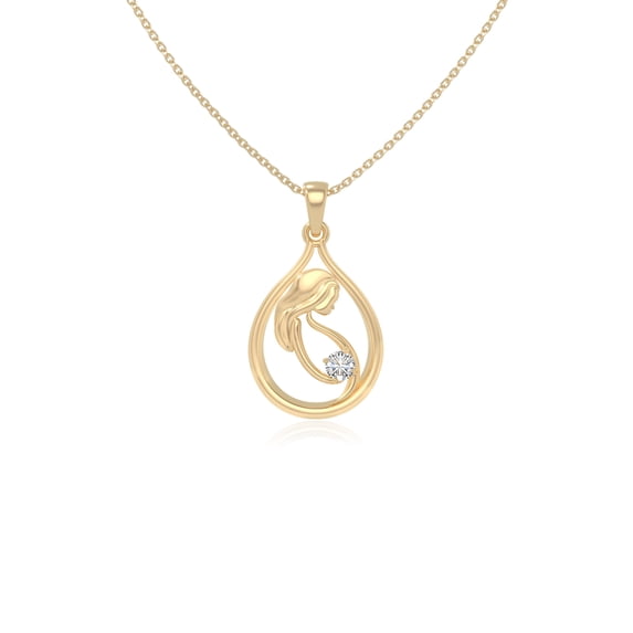 Moissanite Mom To Be Pendant Necklaces for Women in 18K Yellow Gold Vermeil, April Birthstone Jewelry Gifts for Her Birthday, Anniversary, Graduation, Christmas, Mothers Day, Valentines