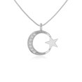 thumbnail image 1 of Moissanite Moon & Star Pendant Necklaces for Women in Sterling Silver, April Birthstone Jewelry Gifts for Her Birthday, Wedding Anniversary, Party, Graduation, Christmas, Mothers Day, Valentines, 1 of 7