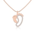thumbnail image 1 of Moissanite Mother-Foot Shape Pendant Necklaces for Women in 18K Rose Gold Vermeil, April Birthstone Jewelry Gifts for Her Birthday, Anniversary, Mothers Day, Christmas, Graduation, Valentines, 1 of 7
