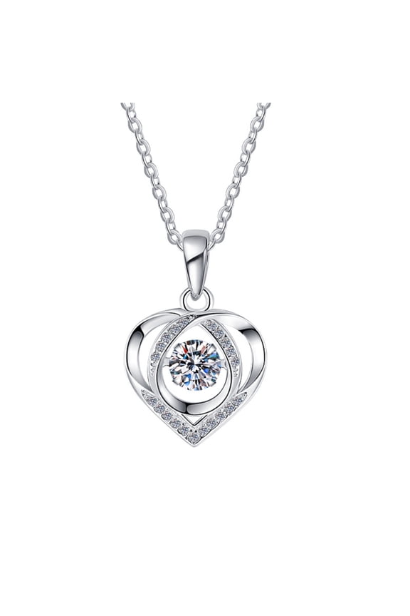 Moissanite Necklace Pendants for Women 1 Carat D Color VVS1 Clarity 925 Sterling Silver Dancing Heart Necklace Chain Dainty Jewelry 40+5CM