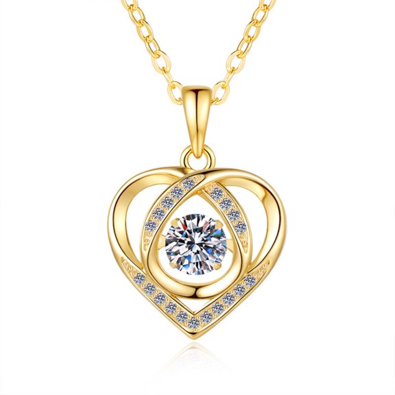 Moissanite Necklace Pendants for Women 1 Carat D Color VVS1 Clarity 925 Sterling Silver Dancing Heart Necklace Chain Dainty Jewelry 40 5CM