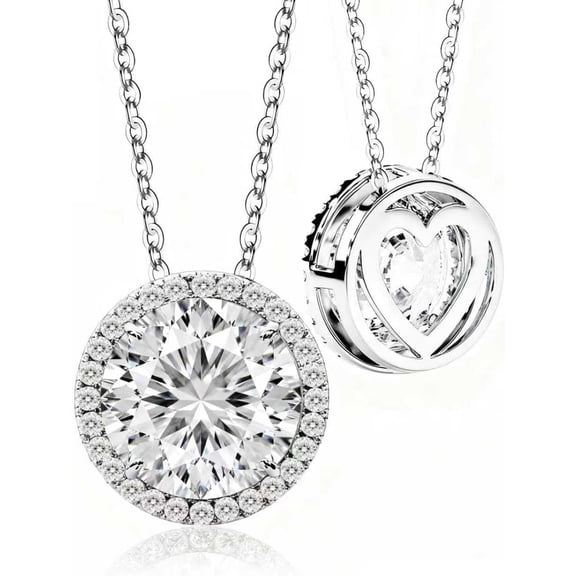 Moissanite Necklace for Women Sterling Silver Jewelry Solitaire Halo Pendant Lab Created Gem for Her Gift for Mothers Day Wedding Anniversary Birthday - to My Wife Daughter Mom Grandma Girlfriend