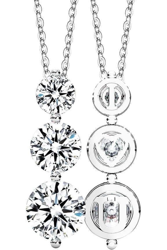 Moissanite Necklace for Women Three-Stone Trilogy Pendant I Love You Sterling Silver Lab Created Gem Jewelry for Her Gift for Wedding Anniversary Birthday to My Wife Daughter Girlfriend Mom Luminous