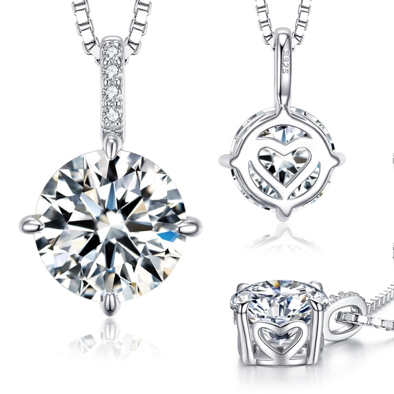 Moissanite Necklaces for Women, Lab Created Moissanite Pendant Necklaces S925 Sterling Silver Jewelry Gift for Wife Mom Daughter on Anniversary Birthday Mothers Day（1 carat）