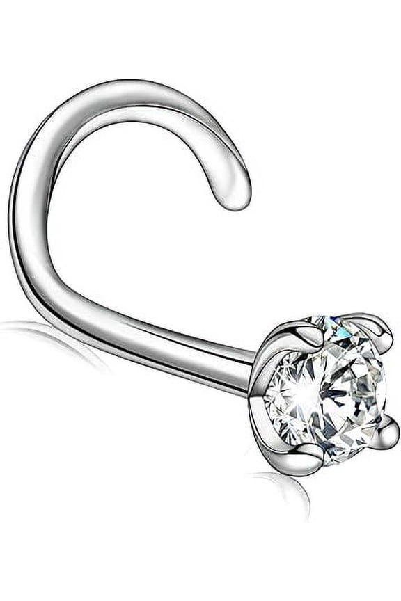 Moissanite Nose Stud for Women | 925 Sterling Silver Hypoallergenic Nose Ring Piercing with Real Moissanite Diamond