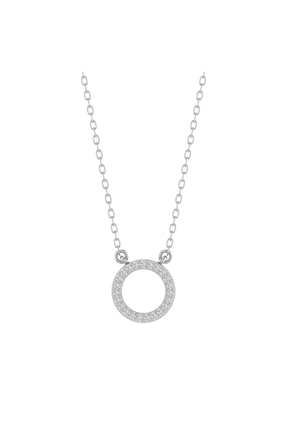 Moissanite Open Circle Pendant Necklace in 14kt Solid Gold Over Sterling Silver