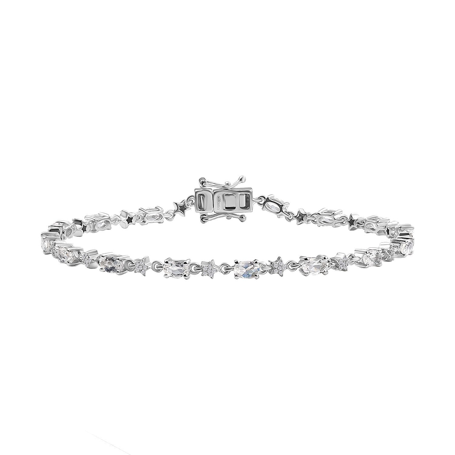 Moissanite Sterling Silver Rhodium Plated Bracelet Size 8 Inches Ct 3.36