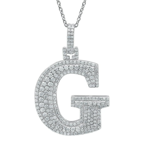 Moissanite Pendant Necklace, 1.27 Carat 925 Sterling Silver Letter G Synthetic Diamond Moissanite Pendant Necklace With Chain Jewelry Gift For Men Women With Box