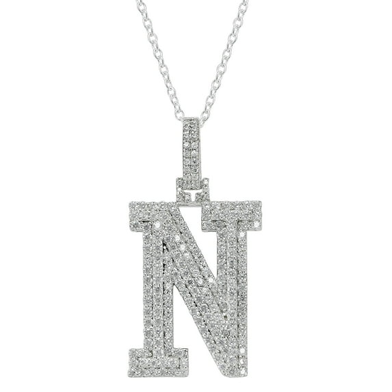 Moissanite Pendant Necklace, 1.33 Carat 925 Sterling Silver Letter N Synthetic Diamond Moissanite Jewelry Pendant With Chain Gift For Men/Women