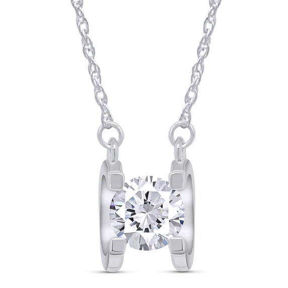 Moissanite Pendant Necklace 1CT D Color VVS1 Clarity 18K White Gold Plated S925 Sterling Silver Round Brilliant Cut Moissanite Diamond Necklace With Certificate of Authenticity