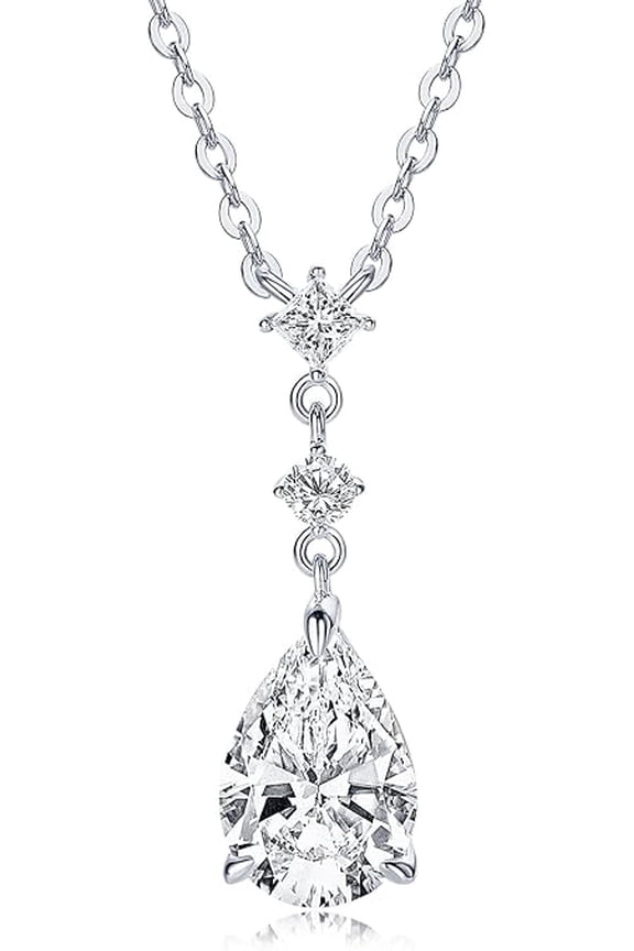 Moissanite Pendant Necklace 2/3/4/5CT D Color VVS1 925 Sterling Silver Everyday Wear Necklace for Women Wife Her with Certificate, 40+2+3 Adjustable Chain