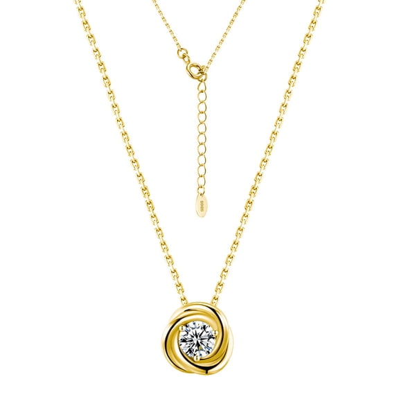 Moissanite Pendant Necklace 925 Sterling Silver 18K Gold Plated CZ Style D Color VVS1 Gold Necklace for Women Jewelry Gift Birthday Anniversary