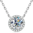 thumbnail image 1 of Moissanite Pendant for Women, 2 CT Round D Color VVS1 Clarity Moissanite Station Necklace 925 Sterling Silver Necklaces Christmas Anniversary Birthday Mothers Day Jewelry Gifts for Her, 1 of 7