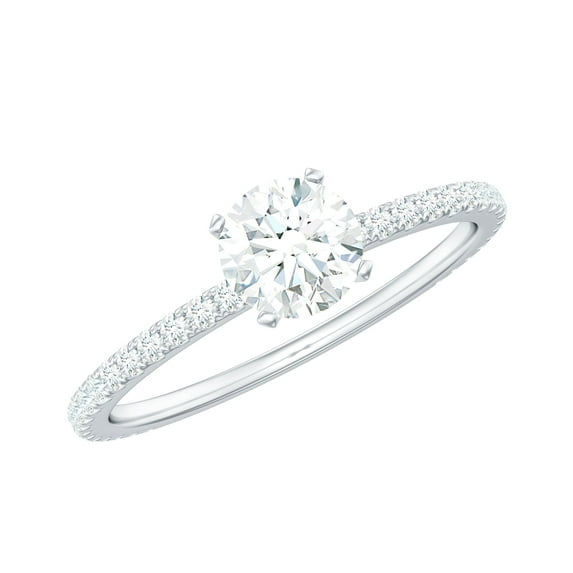 Rosec Jewels Certified Moissanite Promise Ring - 1/2 Carat - Moissanite Solitaire Ring for Women - D-VS1 Grade, 14K White Gold, US 3.50