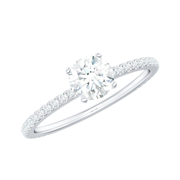 Rosec Jewels Certified Moissanite Promise Ring - 1/2 Carat - Moissanite Solitaire Ring for Women - D-VS1 Grade, 925 Sterling Silver, US 11.50