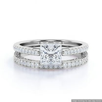 Moissanite Ring 1.40 ct square Princess cut solitaire Engagement Set925 Sterling Silver (Solid) Ring Size - 4 US