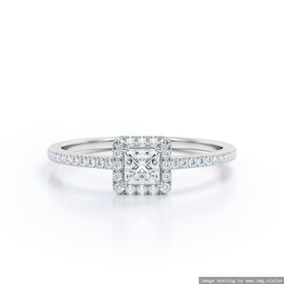 Moissanite Ring Basket set 0.75 carat Princess cut & Eternity Ring925 Sterling Silver (Solid) Ring Size - 8 US