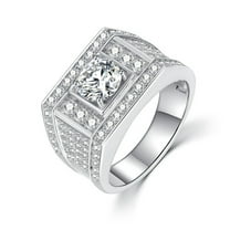 Moissanite Ring Mens Engagement Ring Band 1 Carat 925 Sterling Silver Wedding Ring for Men Round Cut D Color VVS1 Clarity Size 7-12