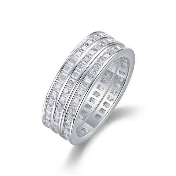 Moissanite Ring Wedding Ring Set for Women D Color VVS1 Clarity Gold Engagement Ring 925 Sterling Silver Eternity Stackable Bridal Ring Set Size 5-9