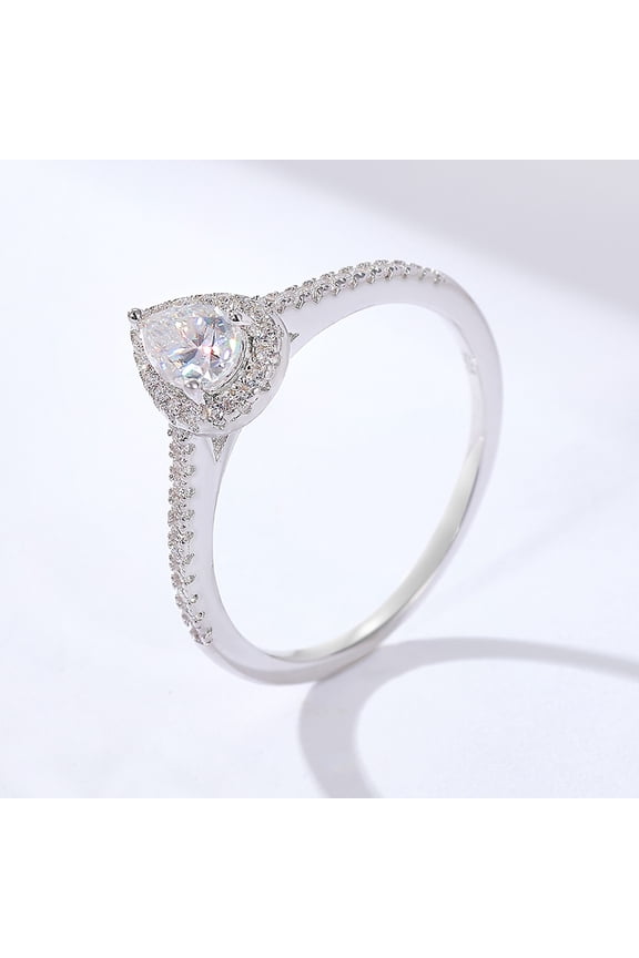 Moissanite Ring for Women 0.4CT Diamond Engagement Rings 18K White Gold Plated 925 Sterling Silver Moissanite Ring Womens Diamond Rings Diamond Promise Ring Thin Diamond Band