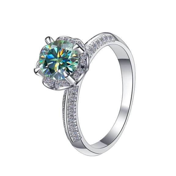 Moissanite Ring for Women 1 Carat Diamond Engagement Rings 18K White Gold Plated 925 Sterling Silver Moissanite Ring Womens Diamond Rings Diamond Eternity Rings for Women