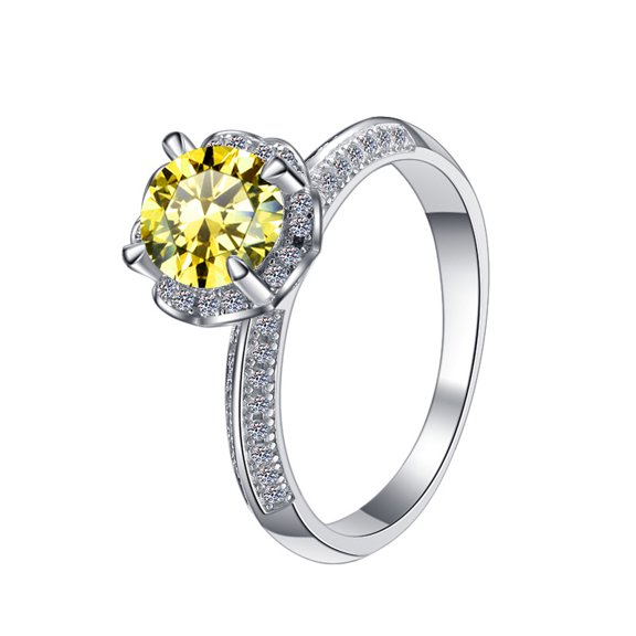 Moissanite Ring for Women 1 Carat Diamond Engagement Rings 18K White Gold Plated 925 Sterling Silver Moissanite Ring Womens Diamond Rings Diamond Eternity Rings for Women