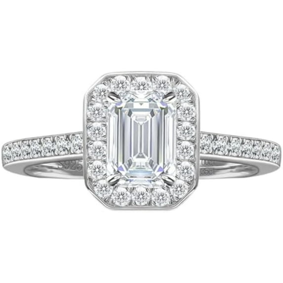 Moissanite Ring for Women 1 Ct Diamond Engagement Rings 18K White Gold Plated 925 Sterling Silver Moissanite Ring Womens Diamond Rings Diamond Promise Ring Lab Diamond Ring
