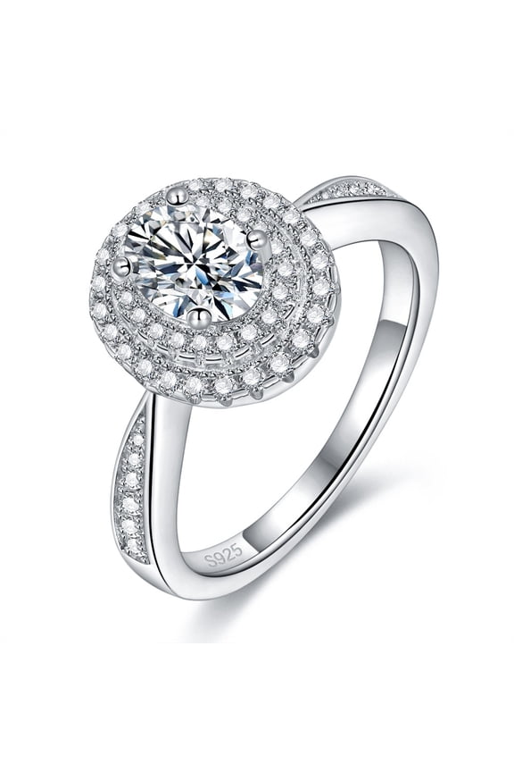 Moissanite Ring for Women 1 Ct Moissanite Engagement Rings 18K White Gold Plated 925 Sterling Silver Moissanite Ring Womens Diamond Rings Diamond Promise Ring Lab Diamond Ring