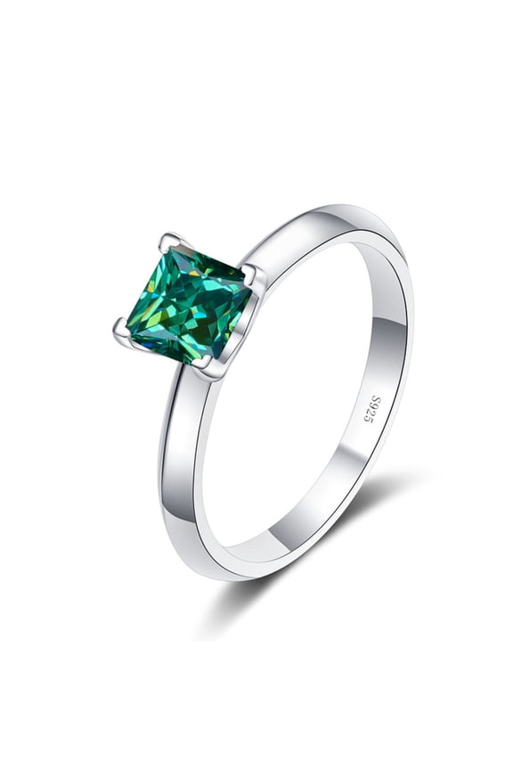 Moissanite Ring for Women 1ct Princess Cut D Color VVS1 White/Green/Pink Diamond Ring Moissanite Engagement Anniversary Promise Wedding Rings for Women with Certificate