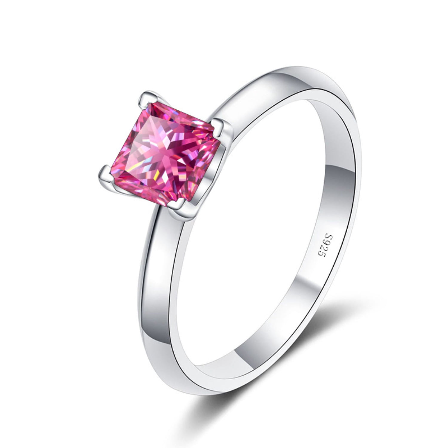 Moissanite Ring for Women 2ct Princess Cut D Color VVS1 White/Green/Pink Diamond Ring Moissanite Engagement Anniversary Promise Wedding Rings for Women with Certificate