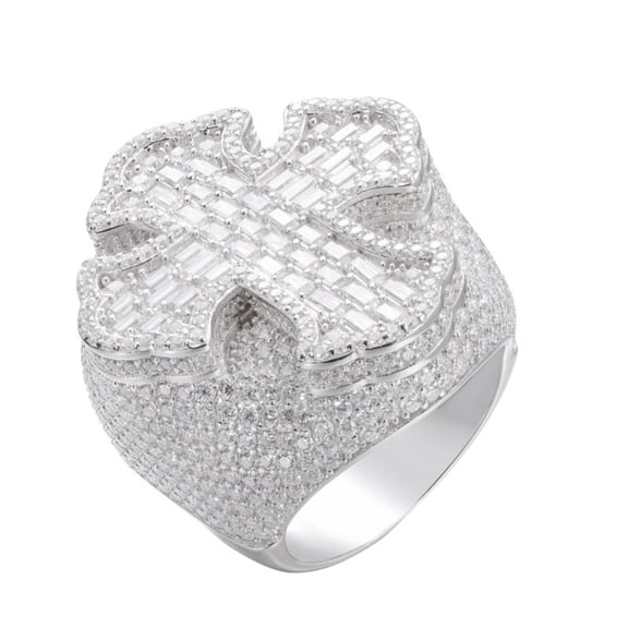 Moissanite Ring for Men D Color VVS1 Cross Diamond Wedding Band 925 Sterling Silver Engagement Ring Men Rings Size 7-11