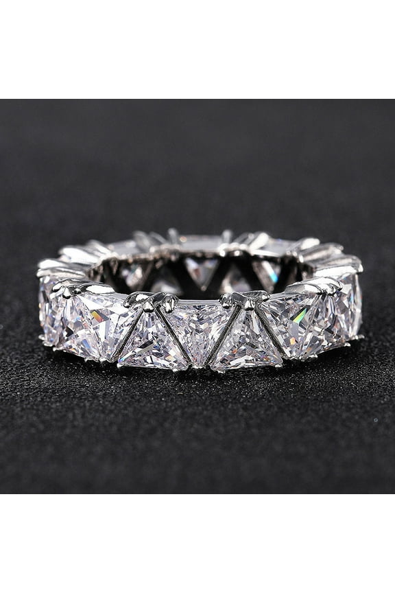 Moissanite Rings For Men, s925 sterling silver shiny ladies ring, full diamond single row triangle 1.5ct Moissanite ring, Jewelry Gifts For Men Women Boys, Engagement Ring Anniversary Band Size 5-10