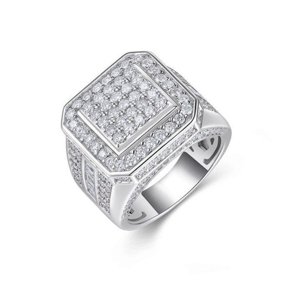 Moissanite Rings Mens Engagement Ring Band 925 Sterling Silver Wedding Ring D Color VVS1 Clarity Diamond Rings Size 6-10