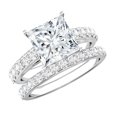 thumbnail image 1 of Rosec Jewels Certified Moissanite Wedding Ring Set of 2 - D-Vs1 Quality 3 Carat Engagement Ring with Wedding Band, 14K White Gold, US 5.50, 1 of 8