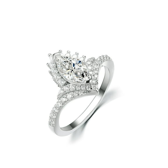 Moissanite Rings for Women 1 Carat D Color VVS1 925 Sterling Silver Marquise Cut Moissanite Engagement Rings Lab Created Diamond Wedding Rings with Certificate