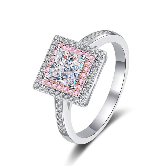 Moissanite Rings for Women 1ct Princess Cut D Color Diamond Rings 925 Sterling Silver Ring 4-Prong Anniversary Promise Wedding Engagement Rings for Women Wife with Certificate